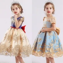 Рождественское кружевное платье с цветочной вышивкой для девочек Детские платья для девочек, элегантные вечерние платья принцессы, детская свадебная одежда для детей возрастом от 4 до 10 лет