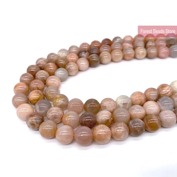 

Natural Stone Peach Sunstone Loose Round Beads 15" Strand 4 6 8 10 12MM for Jewelry Making Wholesale Diy Bracelet Charm Beads