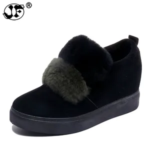 Winter Women Shoes Fur Slip on Shoes Increasing Loafers Faux Fur Wedges Woman Plush Loafer Fashion Designer Shoe ukm89
