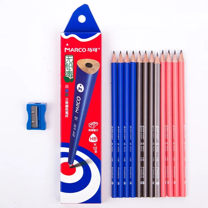 

12pcs Easy grip Color body Standard pencil with sharpener HB 2H 2B Lead nature wood pencil writing Stationery office school F870
