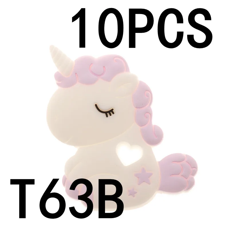unicornB63 ATOB, 10 шт., Детские Прорезыватели, коала, грызун, единорог, безопасный, жевательный, пищевой, Детские Прорезыватели, игрушки, соска-подвеска, ожерелье, аксессуары - Цвет: unicornB63