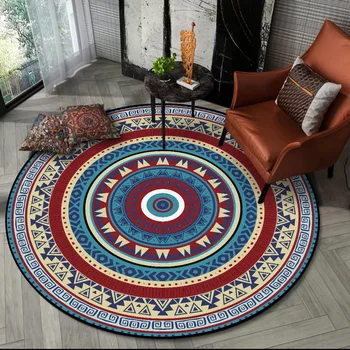 

Bohemian Geometry Ethnic-Style Living Room Bedroom Nacelle Chair Anti-slip Circle Mat Rug