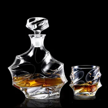 

Transparent Whiskey Crystal Wine Glass Lead-free Heat Resistant Beer Brandy Vodka Containers Multi Pattern Drinkware Bar Bottle