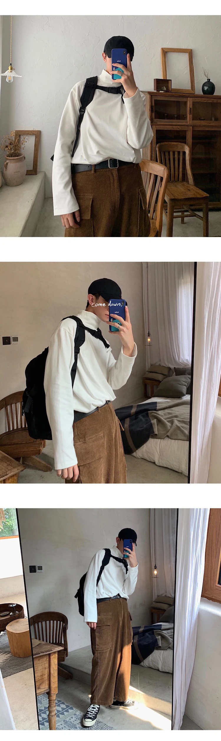 Men's sweater winter new slim solid color turtleneck sweater long-sleeved sweater loose casual personality youth men's wear