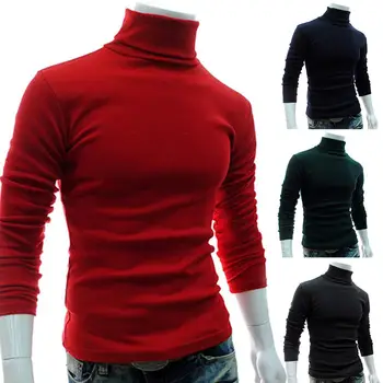 

2019 New Autumn Winter Sweater Men Turtleneck Solid Color Casual Sweater Men Slim Knitted Pullovers Sweater