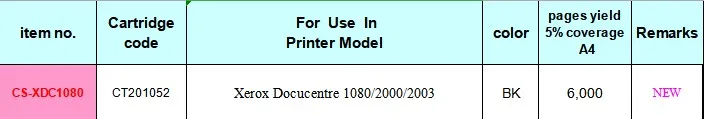CS-XDC1080) BK совместимый тонер-картридж для Xerox Docucentre 1080 2000 2003 CT201052 6k страниц