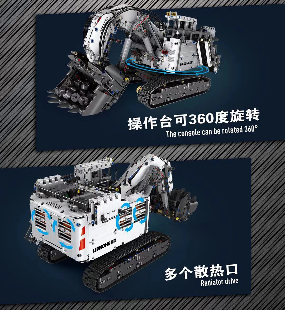 Technic Series liebherrs R 9800 Excavator Motor Power Mobile Crane Mk II Car Model Building Blocks 3