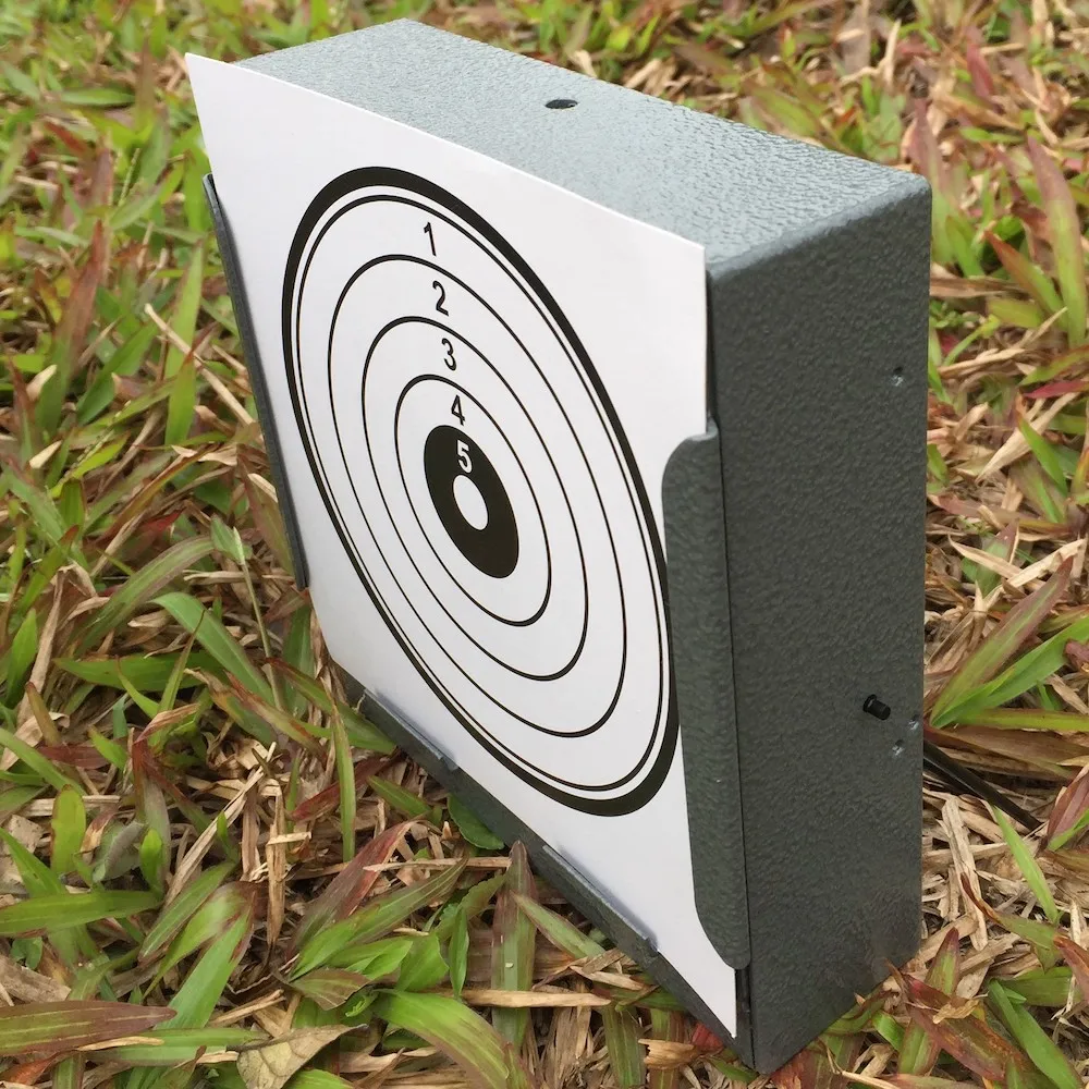 

Grey Square Steel Pellet Trap+20 Pcs of Paper Targets(White Exquisite)-5.50"*5.50"