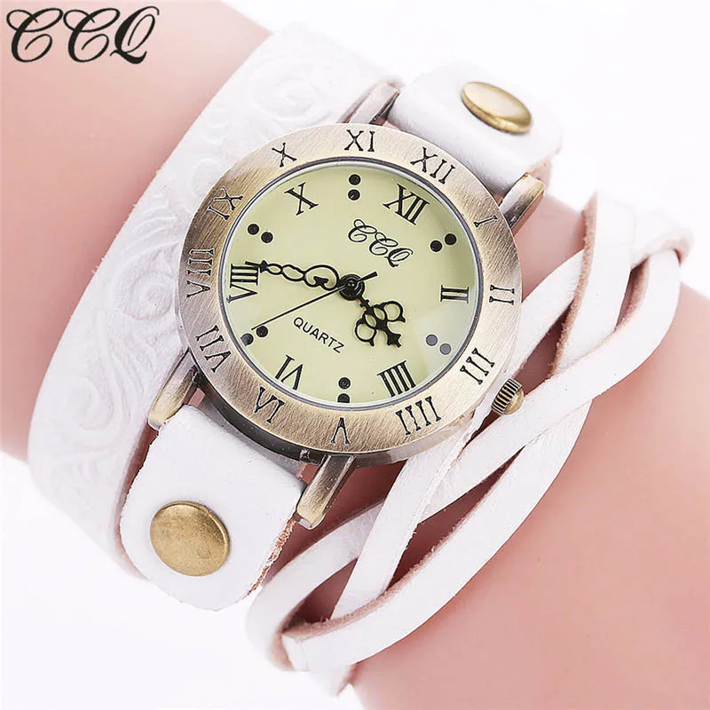 Relojes de pulsera Vintage para mujer, correa de cuero de vaca envuelto multicapa, reloj de cuarzo con números romanos, relojes de pulsera de regalo informales, subventa