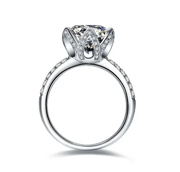 

Test Positive 4CT 10mm D-E Lab-Grown Moissanite Diamond Ring Solid 925 Sterling Silver Engagement Ring