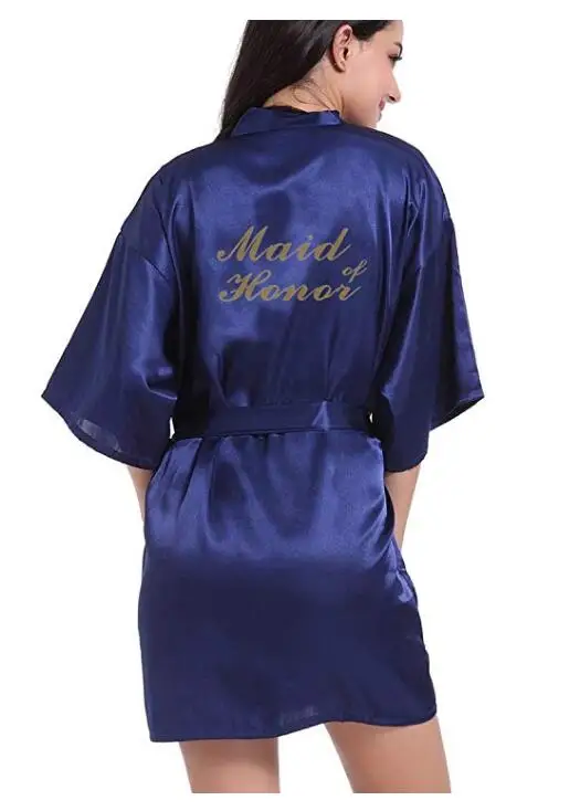 navy blue robe gold writing kimono bridal party robe bridesmaid sister mother of the groom bride robes wedding best gift