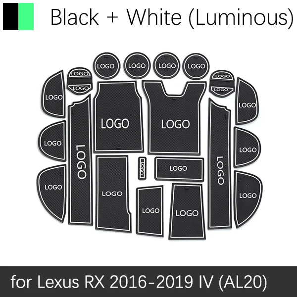 White Luminous Противоскользящими резиновыми затворный слот коврик для Lexus RX 300 200 т 450h RX200t RX300 RX450h автомобильные аксессуары наклейки - Название цвета: White Luminous