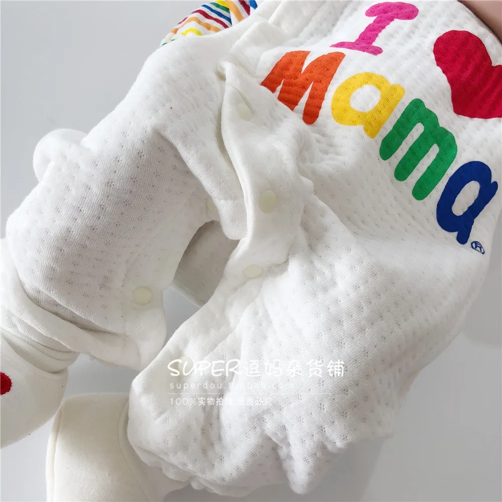 

19 New Style Onesie Mom And Dad I Love Newborns Romper Autumn And Winter Clip mian pa fu Air Cotton Baby Japan Pure Cotton