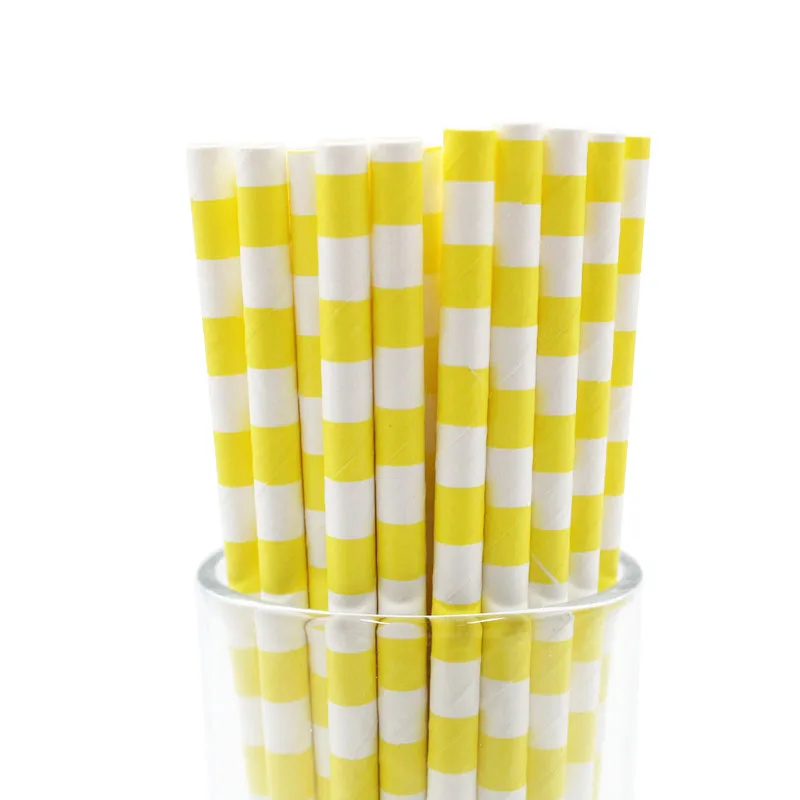 

25pcs Disposable Straws Wedding Decorations Striped Paper Straws Yellowe Birthday Party Supplies Drinking Watter Cup With Straws