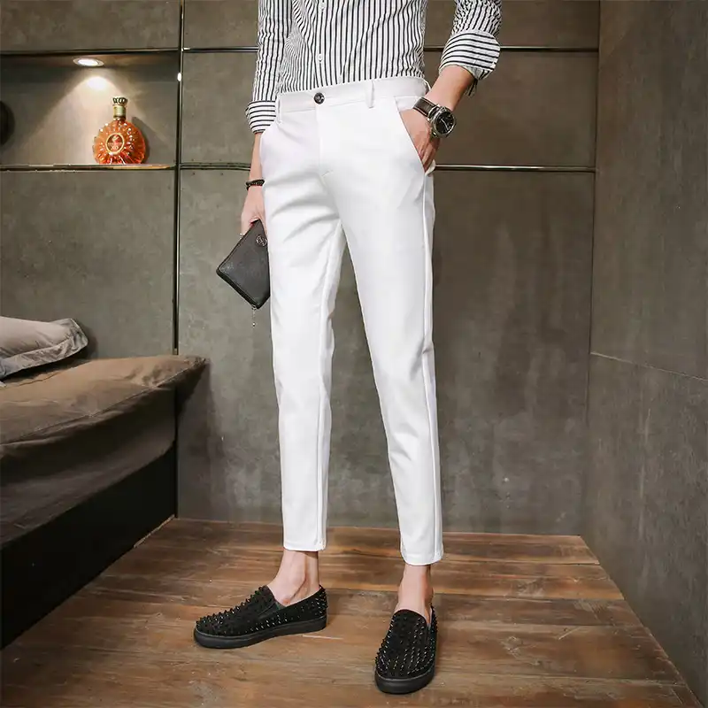 white dress pants mens slim fit
