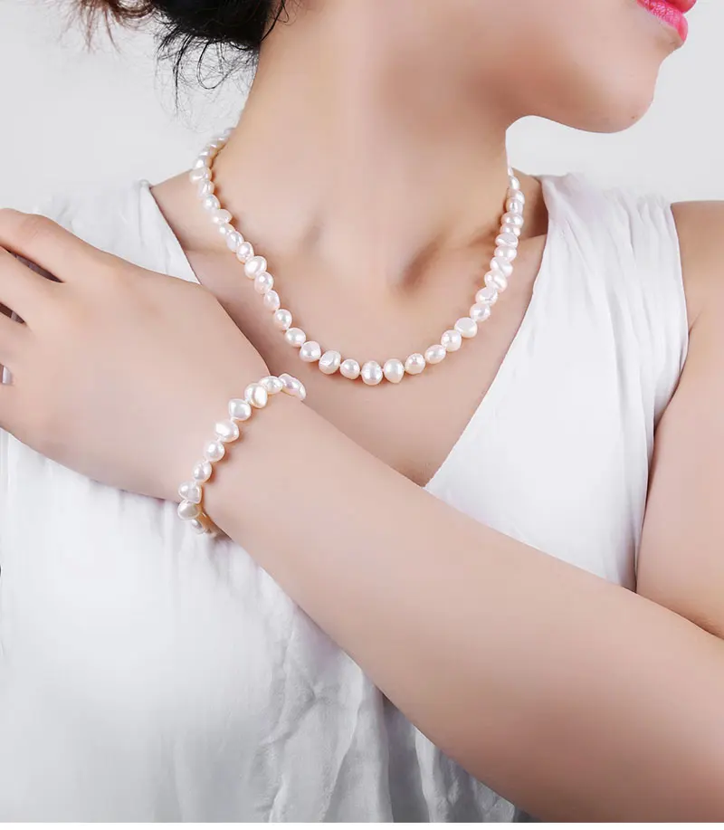 Pearl Necklace Bracelet Earrings Jewellery Sets