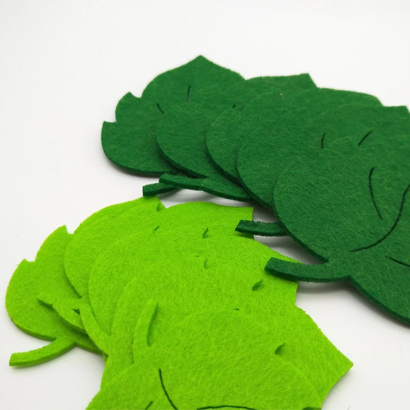 Random Color Leaf Non-woven Felt Tree Leaves Patch Appliques DIY Wall Craft Accessories Supplies 10PCS felt fabric sheet chenille sticker patch rhinestone letter patches suede fabric patch