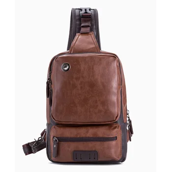

Luxury PU Leather Men's Chest Bag Crossbody Bag Large Capacity Messenger Shoulder Bag Vintage Casual Male Handbag Chest Pack