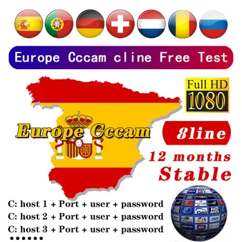 

TV Receiver 8 lines Europe Cccam cline HD Newest Server for 1year Work for Spain DVB S2 Satellite Receiver Cccam cline for Spain