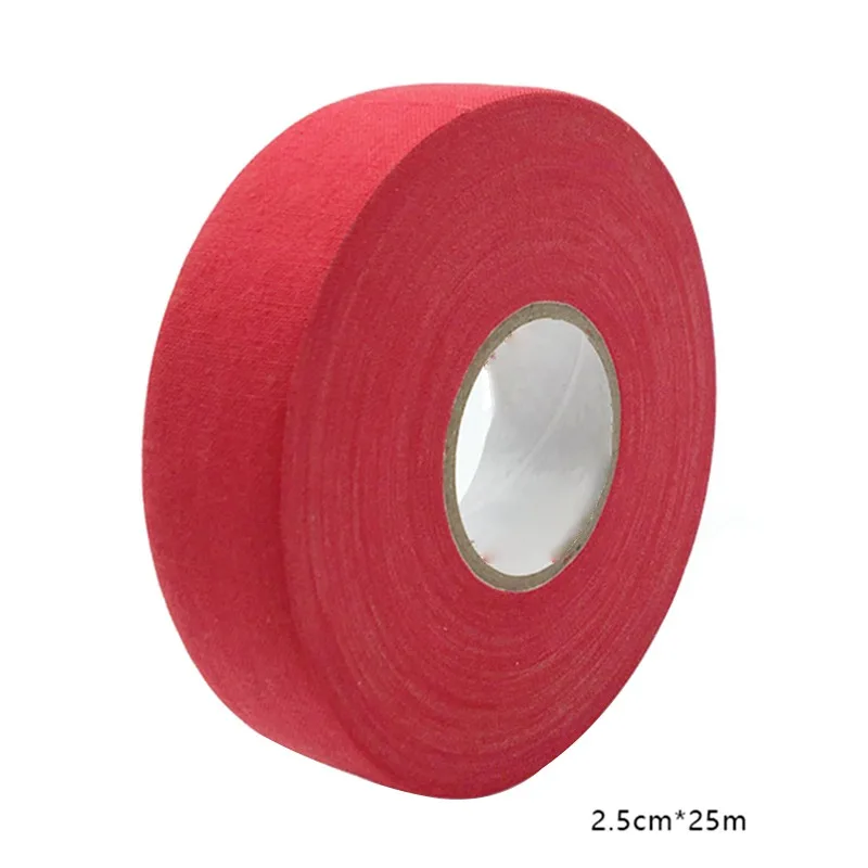 2,5 см х 25 м Хоккейная лента Спортивная безопасная футбольная волейбольная баскетбольная наколенники противоскользящая Хоккейная лента для локтя ленты для гольфа - Цвет: Красный