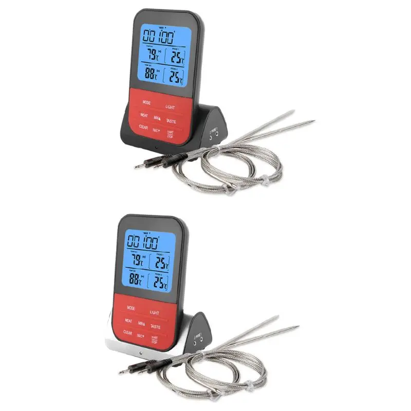 

Digital BBQ Thermometer LCD Display Dual Probes for Food Grill Kitchen Tools X4YD