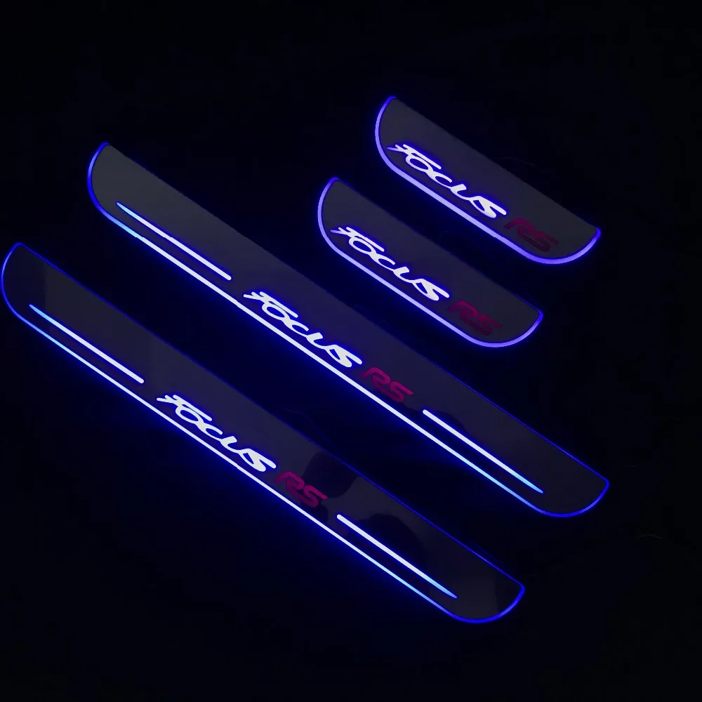 RQXR led движущиеся двери потертости для Фокус RS динамический дверной порог пластина плоский накладной поток/фиксированный свет, 4 шт