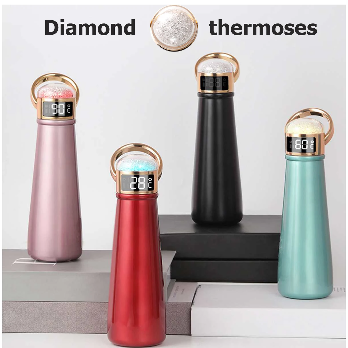 

LCD Reminding Travel Heating Thermo Bottle Digital Stainless Steel Smart Water Bottle Thermal Vacuum Insulated Cup with gift box