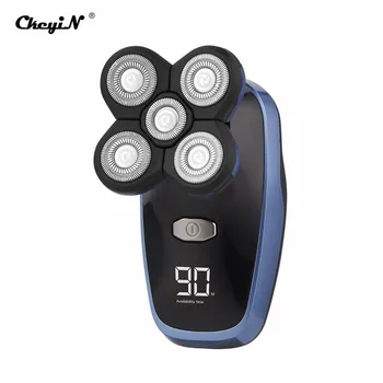 

5 In 1 5D Men's Rechargeable Bald Head Electric Shaver Floating Heads Beard Nose Ear Hair Trimmer Razor Clipper Facial Brush