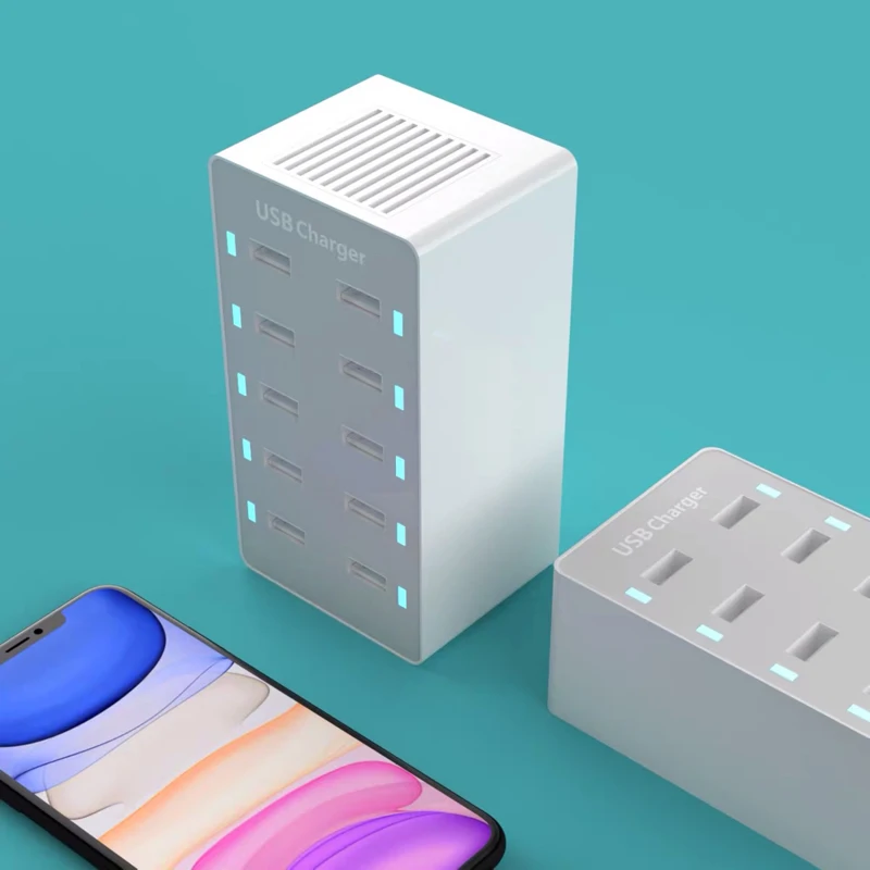 

Зарядное устройство с 10 USB-портами, 5 В, 2,4 А, 50 Вт