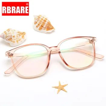 

RBRARE Large Frame Flat Mirror Reading Glasses Transparent Lens Oversized Square Anti-blue Light Flat Glasses Frame Men Okulary