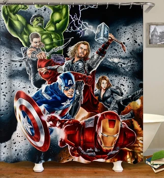 

Anime Avengers Superhero Print Waterproof Shower Curtain Boho Decoration Home Decor Psychedelic Macrame Hippie Hanging Curtain