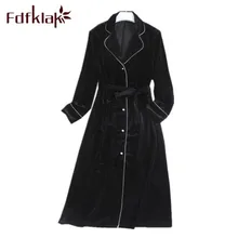 Fdfklak бархатный халат женский купальный халат весна осень ночной халат черный/винный красный длинный теплый Халат