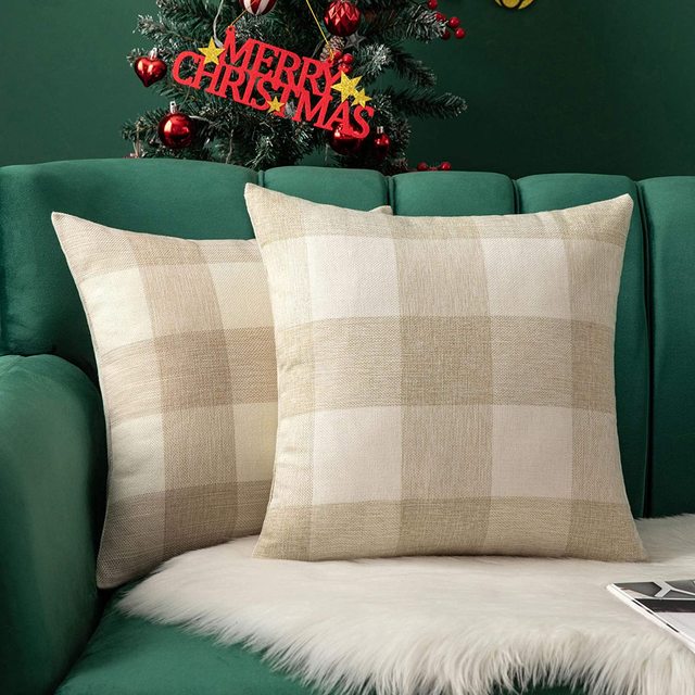 of 2 Cushion Cover Buffalo Check Plaid Throw Pillow Covers Farmhouse Square Throw Pillow Cases for  Pillow Case