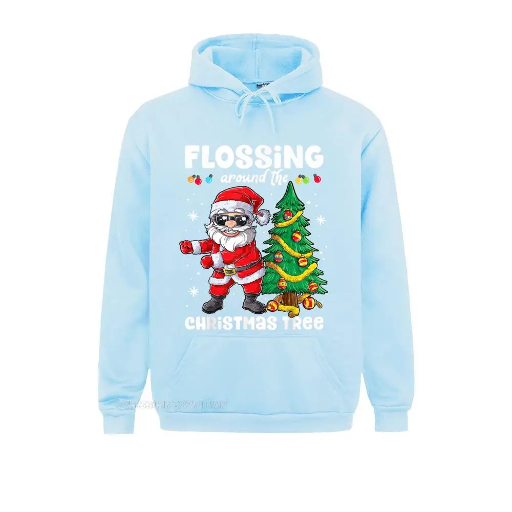thumbnail image 1 of Sudadera con capucha personalizada para hombre con hilo dental de Papá Noel alrededor del árbol de Navidad y luces, nueva moda, con estampado, 1 of 5