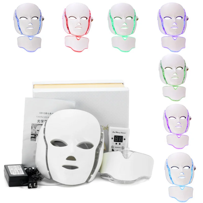 7 Colors LED Mask Facial and Neck Beauty Mask LED Skin Rejuvenation Anti Wrinkle Photon Therapy 5