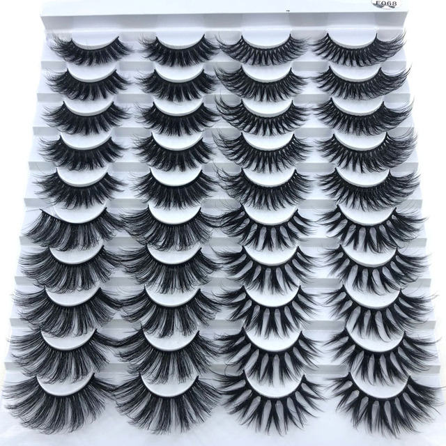 20 Pairs 3D Soft Mink False Eyelashes Handmade Wispy Fluffy Long Lashes Natural Eye Extension Makeup Kit Cilios