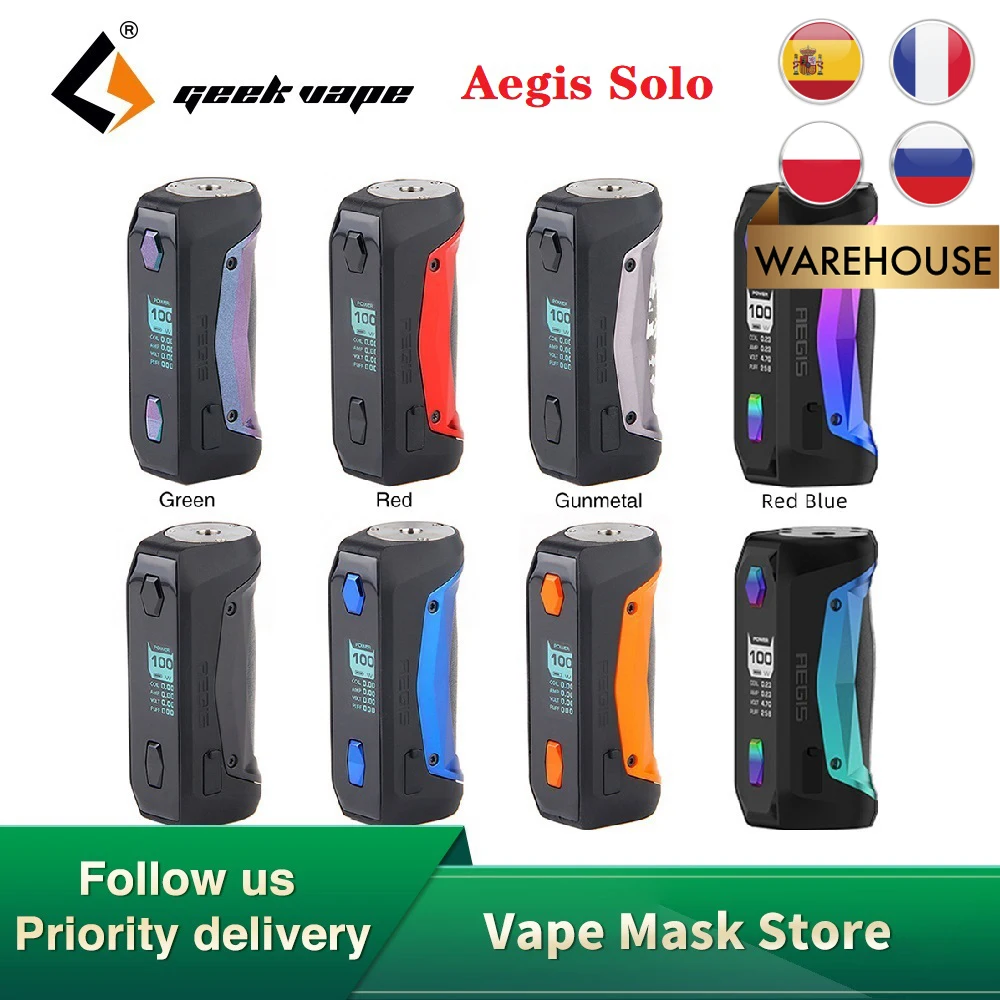 Горячая Распродажа оригинальный GeekVape Aegis соло Mod 100 Вт электронная сигарета бокс
