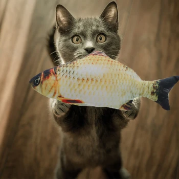 

2020 USB Charge Electric Interactive Cat Wagging Fish Realistic Plush Catnip Fake Fish Dog Chew Toys Not Waterproof Pet Supplies