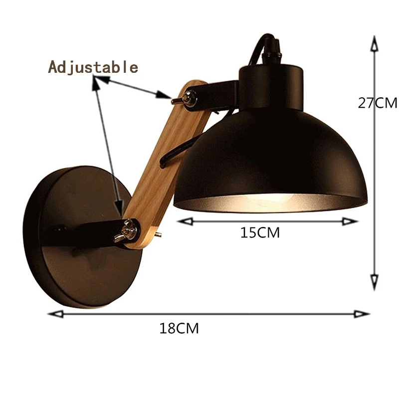 LED Wall Lamp Nordic Bedside Iron Wood Wall Lights Practical Adjustable Reading Study Lighting Home Decors Sconces led wall lamp,wall sconces light,wall lamp