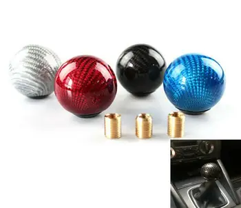 

Carbon Fiber Round Ball Car Gear Shift Knob Shifter Lever Manual Transmission