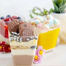 Mini tasses à Dessert 60ml/110ml/150ml, en plastique, en forme d'amuse-gueule, contenant à Mousses de yaourt, pour Festivals, fête et mariage, 40/50 pièces