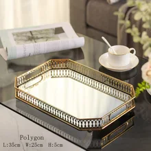  Nordic Metal Rectangular Tray Living Room Bathroom Kitchen Decoration Coffee Table Water Cup Storage Ornaments 