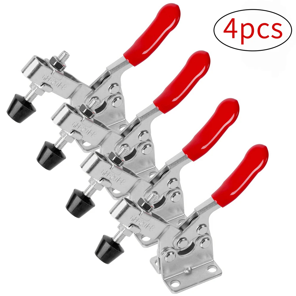 

4-Pack Toggle Clamps Quick-Release Anti-Slip Red Horizontal Pipe Clamps For Woodworking Tools Herramientas Para Carpinteria