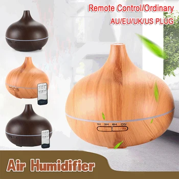 

400ml Wood Aroma Air Diffuser Household Aromatherapy Essential Oil Electric Remote Humidifier with LED Lights