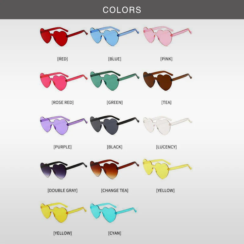 square sunglasses women Heart-shaped Frameless Woman Sunglasses Candy Color Dazzling Color Transparent Polarized Lens Trend Personality Girl Sunglasses reader sunglasses