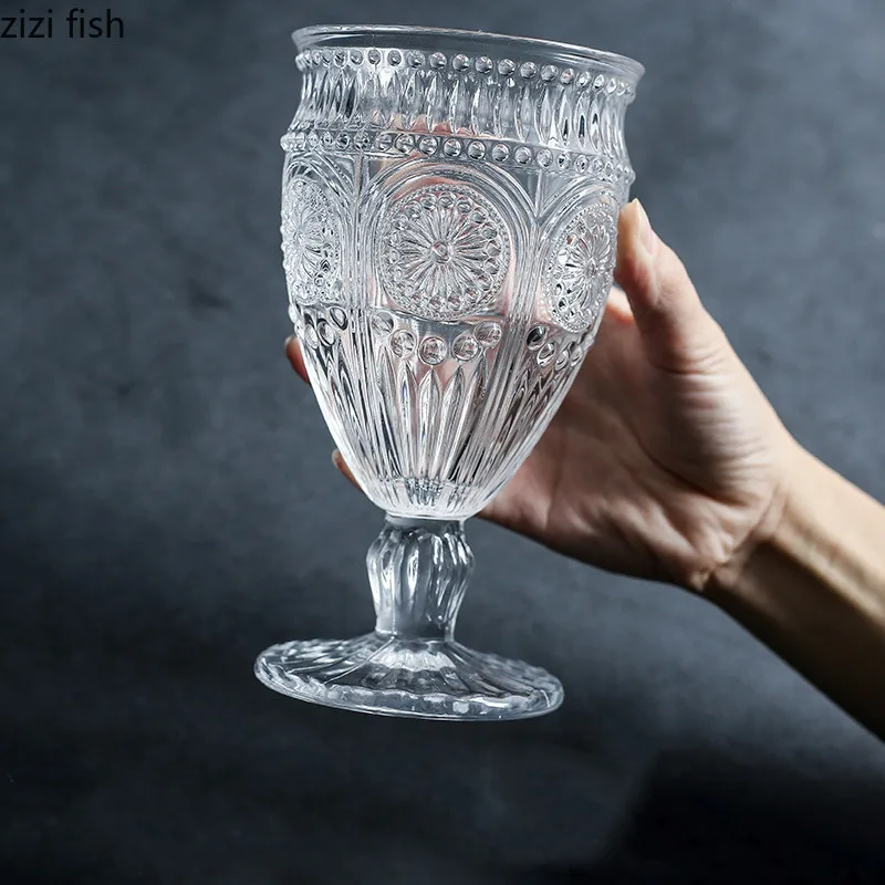 Tasse à café en verre gaufré Vintage, à pieds hauts, avec poignée, pour  Cocktail, bière, verres à vin, pour la cuisine - AliExpress