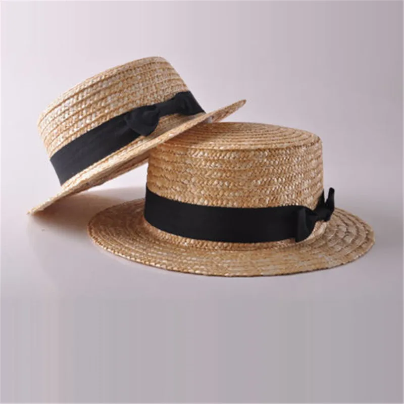 Fashion Mom And Daughters Hats Baby Girls Woman Summer Boho Straw Sun Hats Kids Mom Bowknot Flat Wide Brim Beach Caps