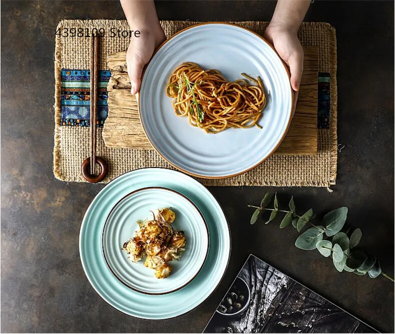 Деревянные палочки в японском стиле блюдо керамическая домашняя столовая посуда Ретро диск креативное западное блюдо для стейков поднос для завтрака