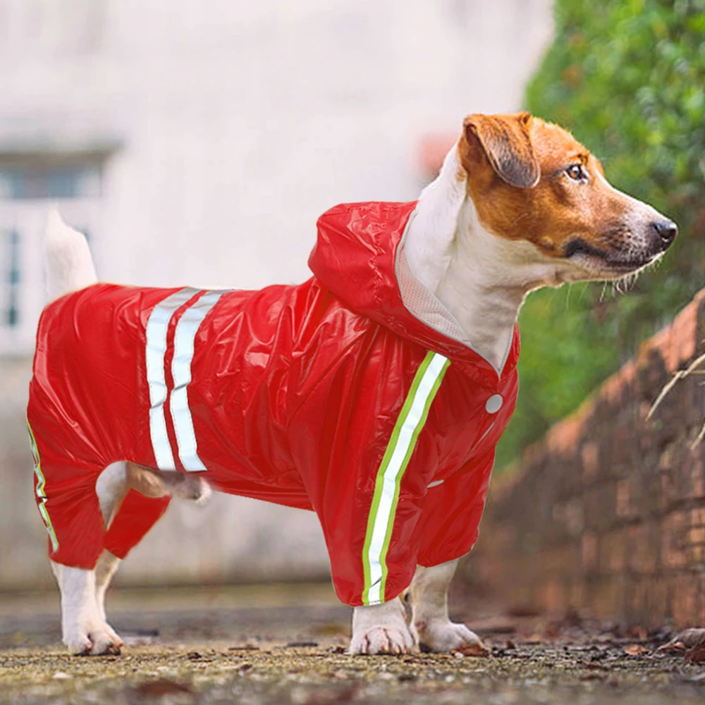 

New Reflective Dog Raincoat Waterproof Hooded Jumpsuit Rain Coat Sunscreen Dog Outdoor Clothes Jacket for Dog Pet Supplies