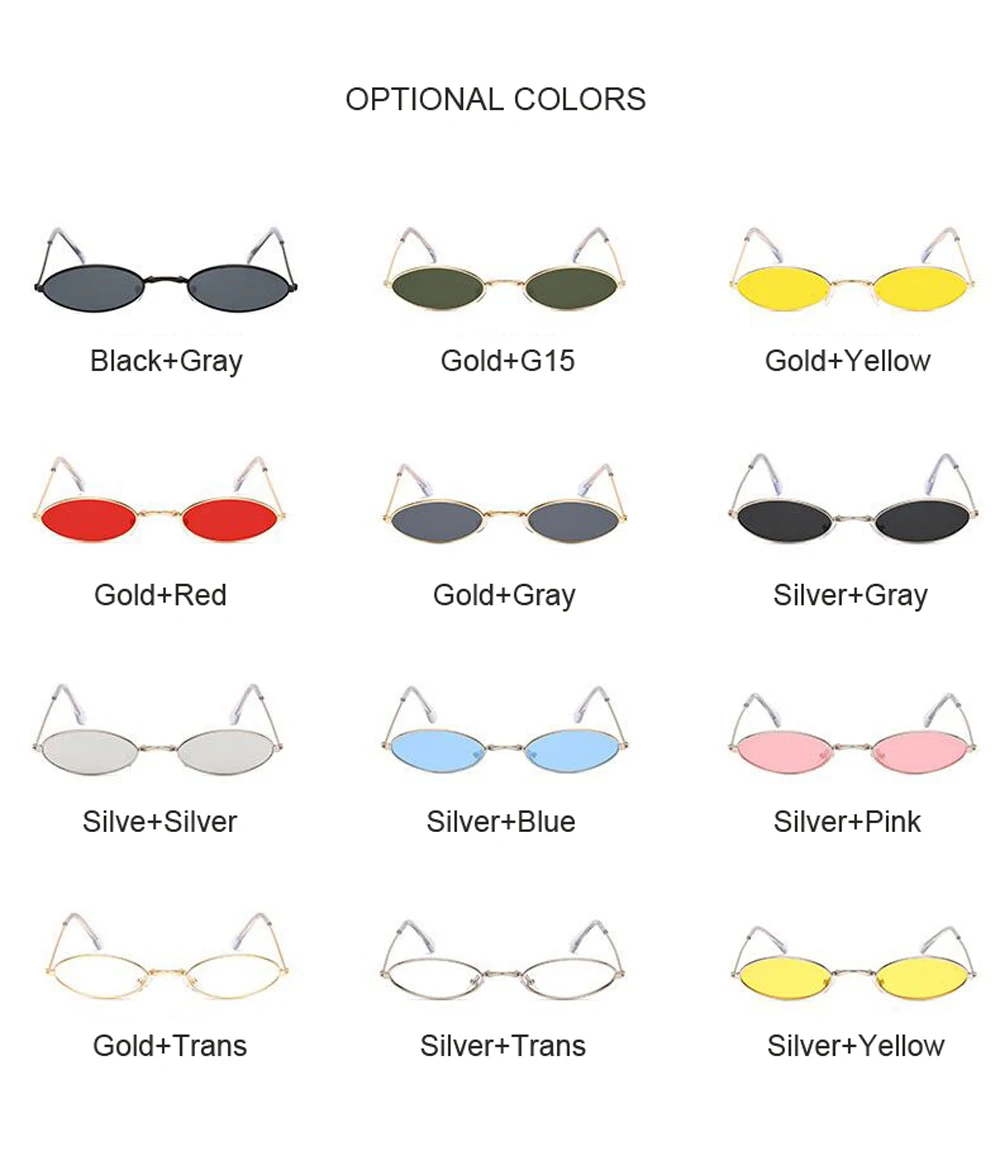 Retro Small Oval Sunglasses Women Vintage Brand Shades Black Red Metal Color Sun Glasses For Female Fashion Designer Lunette best sunglasses for big nose